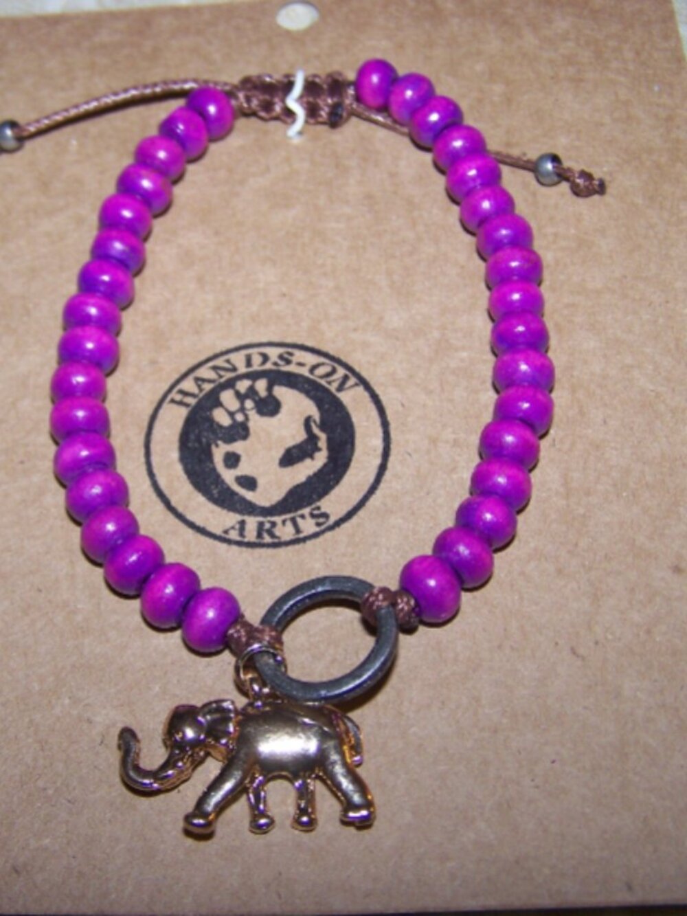 Handmade NWT Adjustable Beaded Bracelet with Elephant Charm